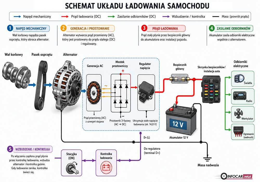 Schemat układu ładowania samochodu